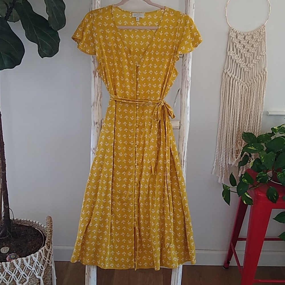 Lucky Brand Mustard Midi Dress
